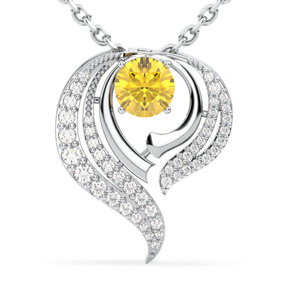 Flame Style Cocktail Pendant With Citrine-White