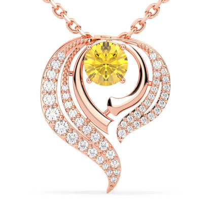 Flame Style Cocktail Pendant With Citrine-Rose