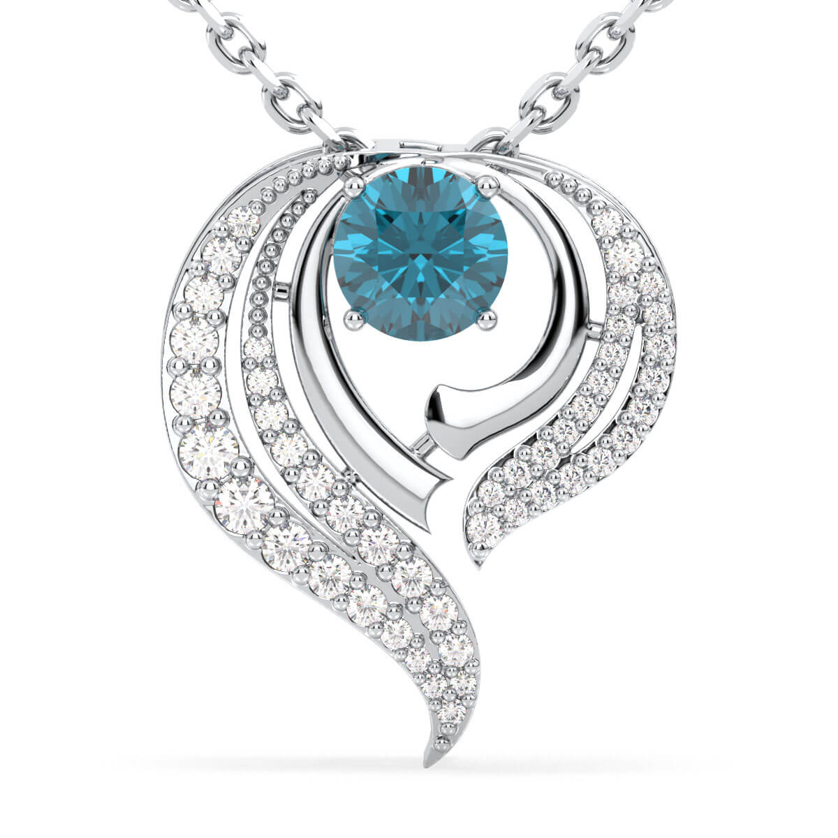 Flame Style Cocktail Pendant With London Blue Topaz-White