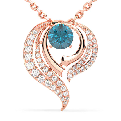 Flame Style Cocktail Pendant With London Blue Topaz-Rose