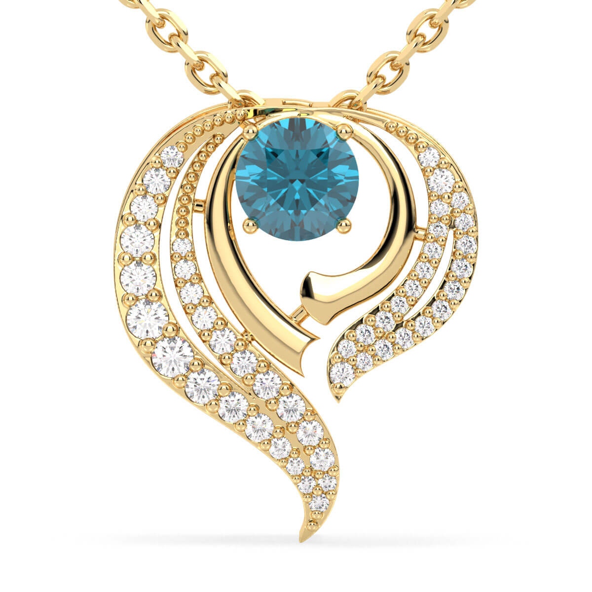 Flame Style Cocktail Pendant With London Blue Topaz-Yellow