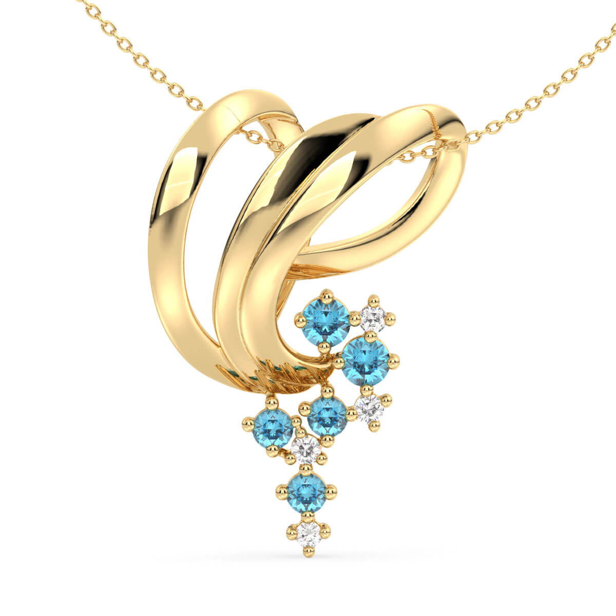 Era Of Nature- Blue Topaz Grape Pendant- Yellow