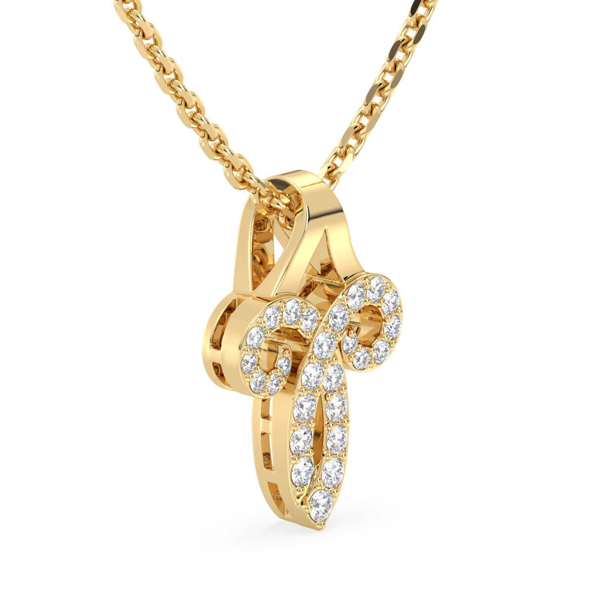 Aries Zodiac Moissanite Pendant- Yellow