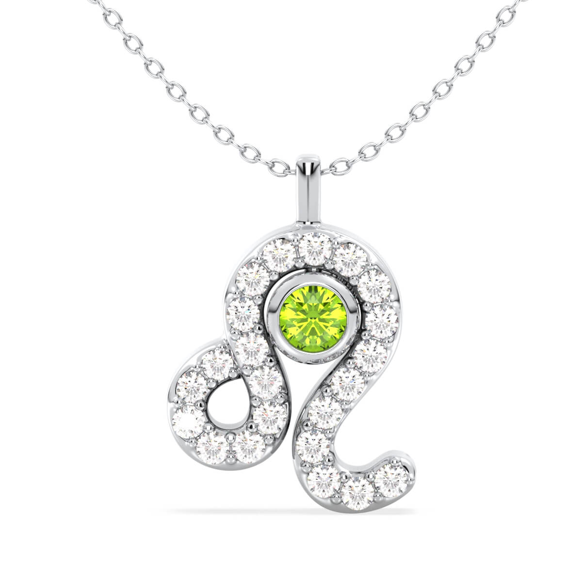 Era Of You- Leo Zodiac Peridot Pendant - White