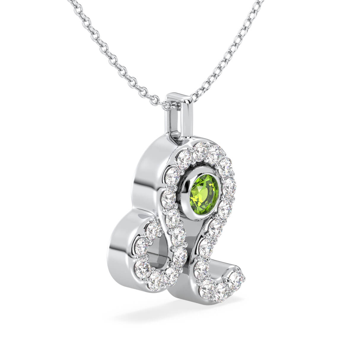 Era Of You- Leo Zodiac Peridot Pendant - White