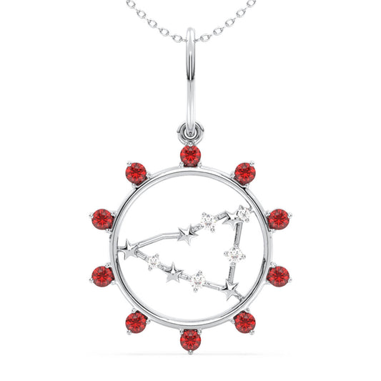 Era Of You- Capricorn Zodiac Garnet Pendant- White