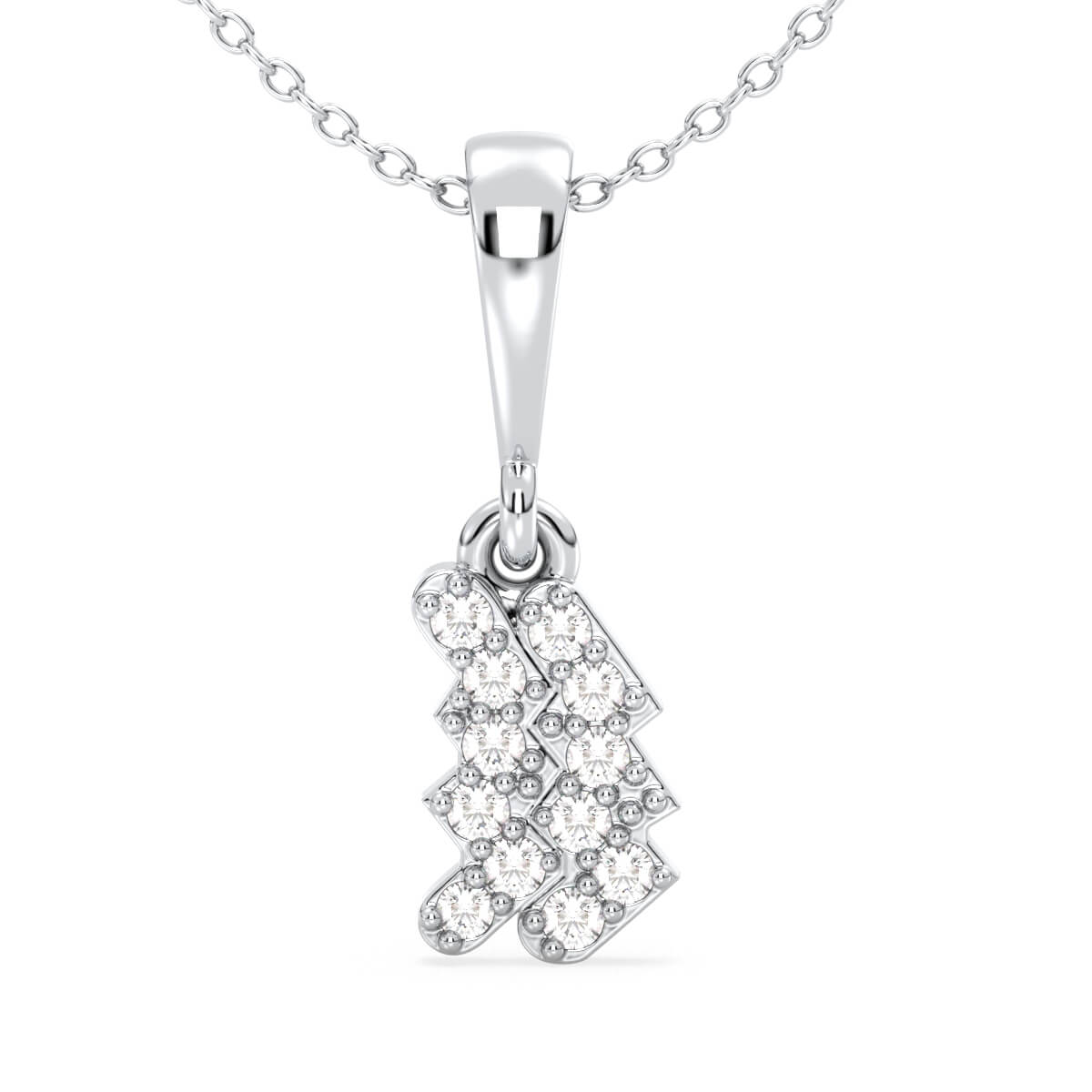 Aquarius Zodiac Moissanite Pendant-White