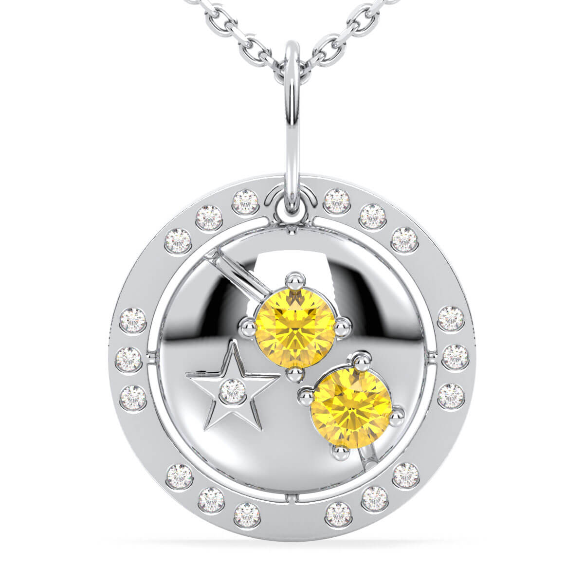 Aries Zodiac Citrine Pendant-White