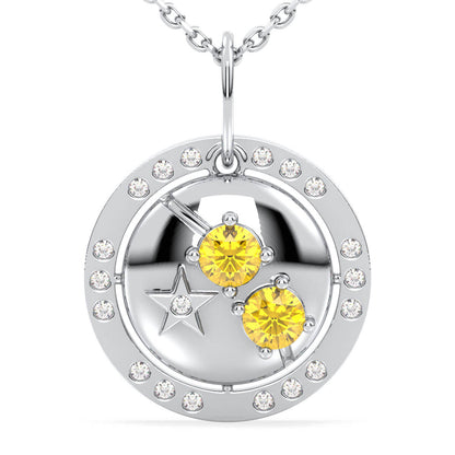 Aries Zodiac Citrine Pendant-White