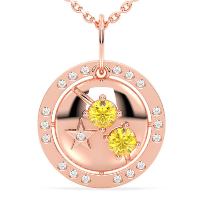 Aries Zodiac Citrine Pendant-Rose