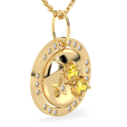 Aries Zodiac Citrine Pendant-Yellow