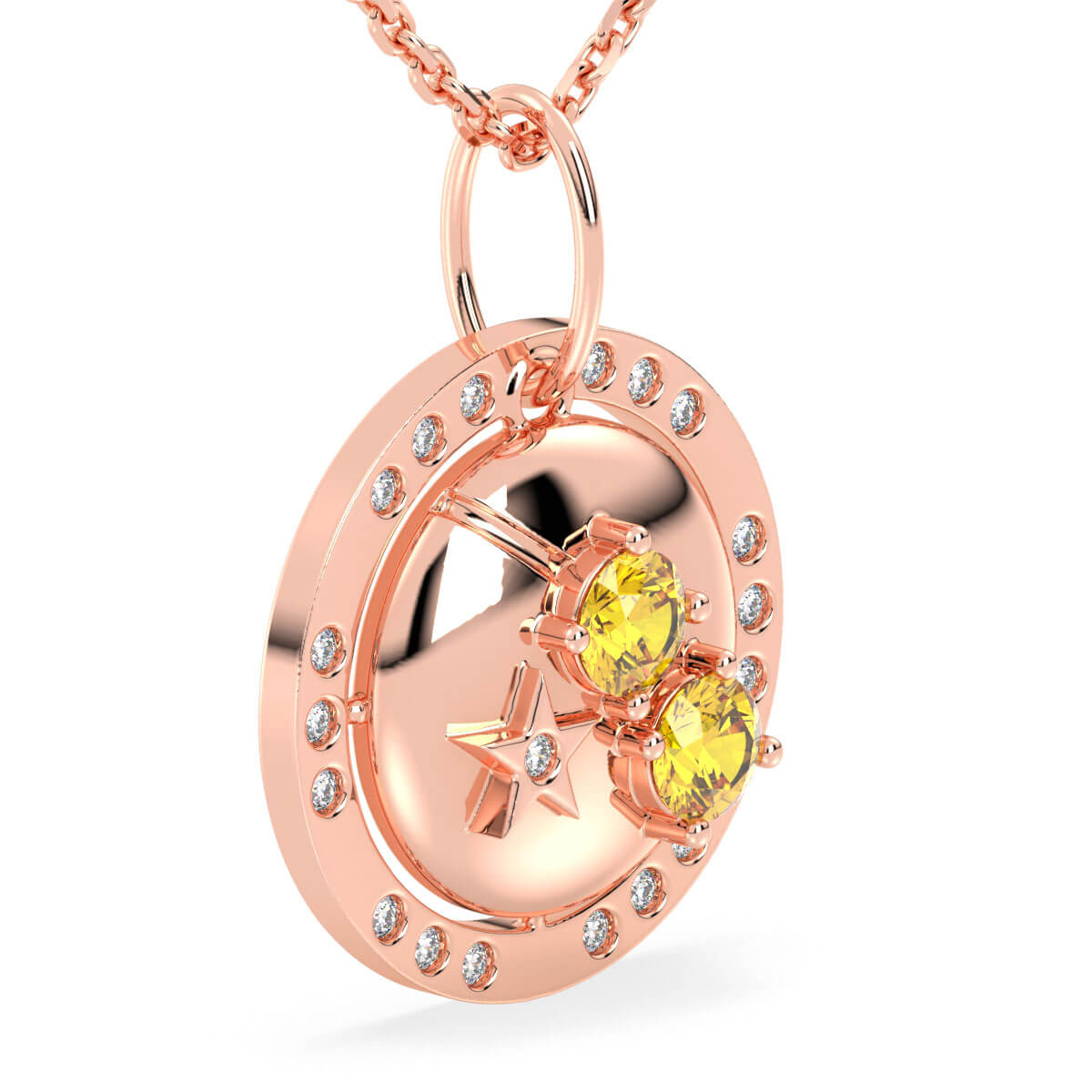 Aries Zodiac Citrine Pendant-Rose