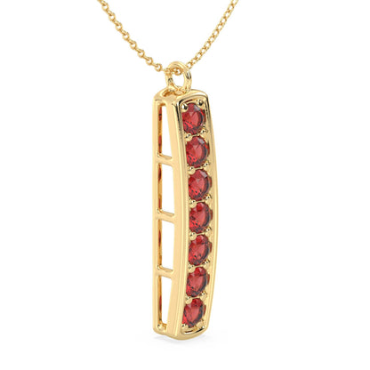 Red Garnet Vertical Single Bar Pendant-Yellow