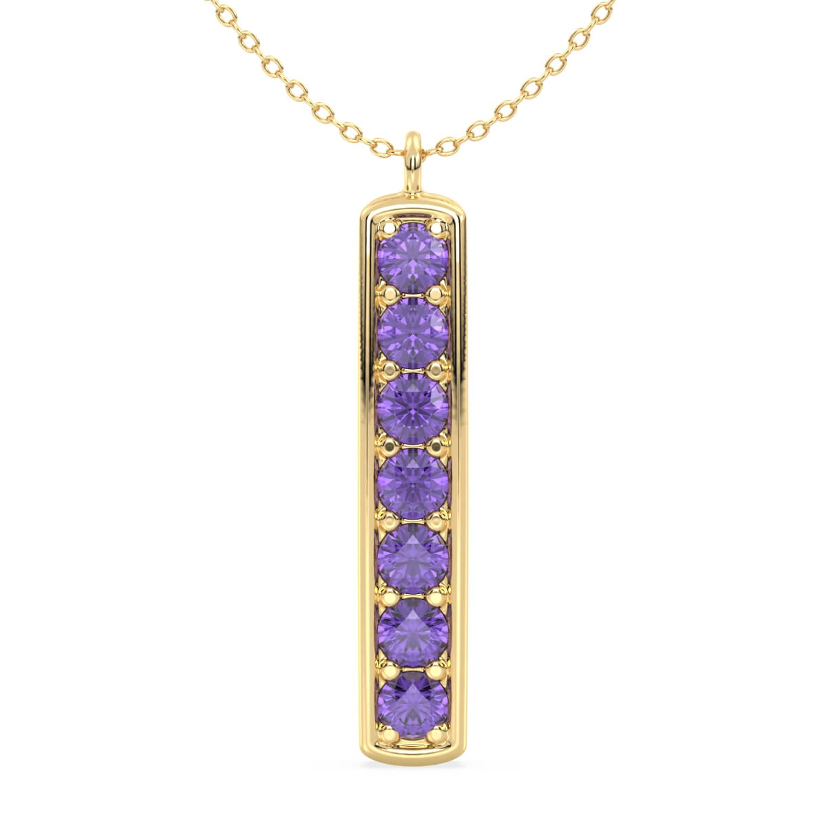 Amethyst Vertical Single Bar Pendant-Yellow