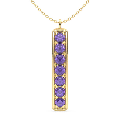 Amethyst Vertical Single Bar Pendant-Yellow