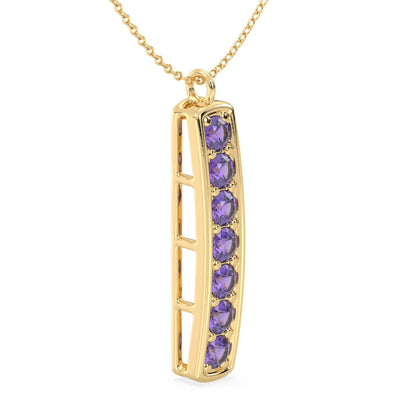 Amethyst Vertical Single Bar Pendant-Yellow