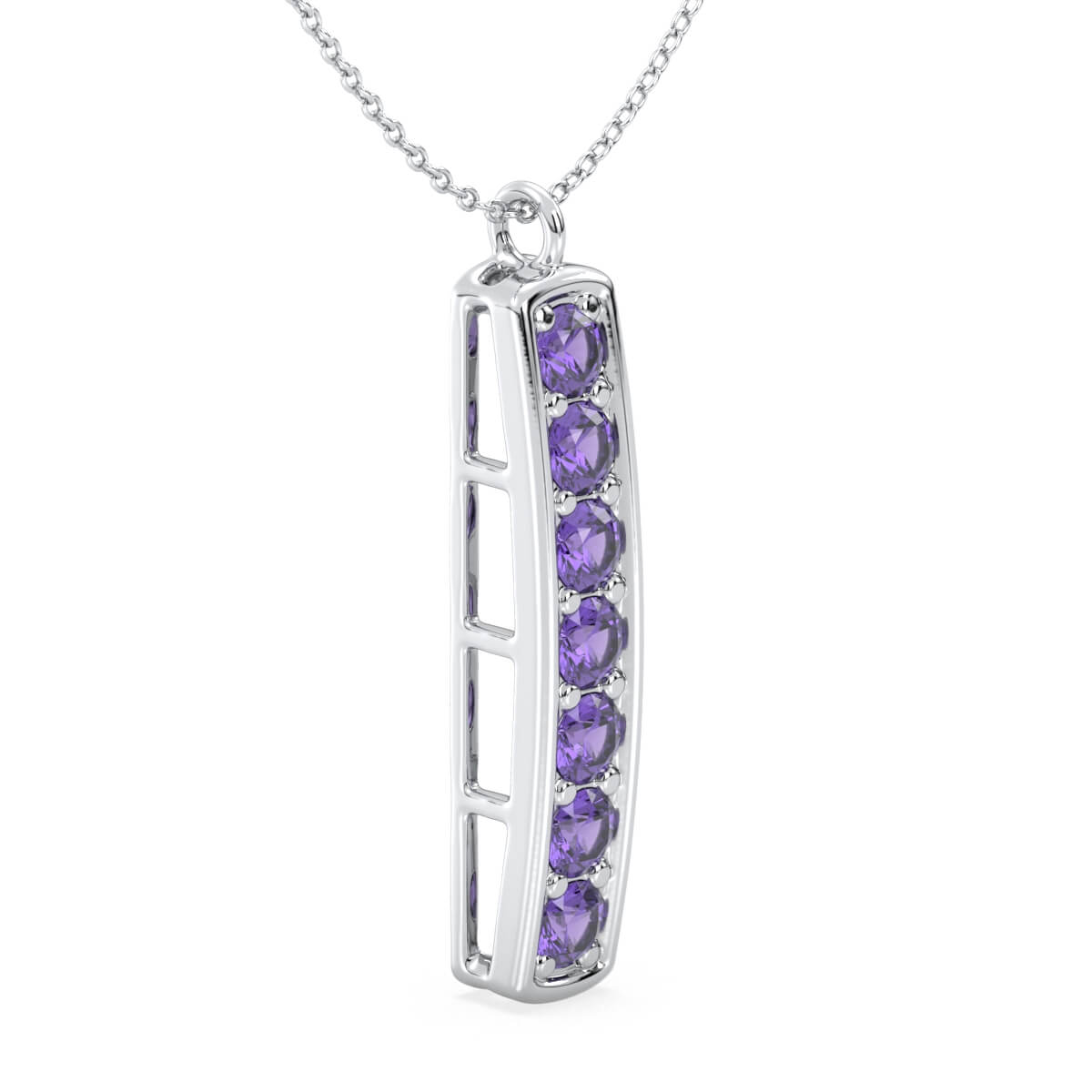 Amethyst Vertical Single Bar Pendant-White