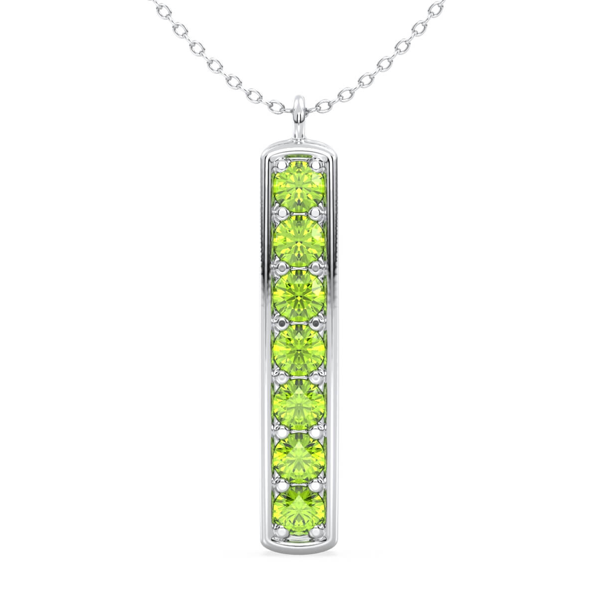 Peridot Vertical Single Bar Pendant-White