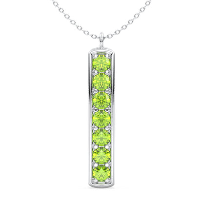 Peridot Vertical Single Bar Pendant-White