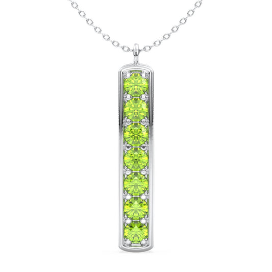 Peridot Vertical Single Bar Pendant-White