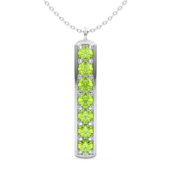 Peridot Vertical Single Bar Pendant-White