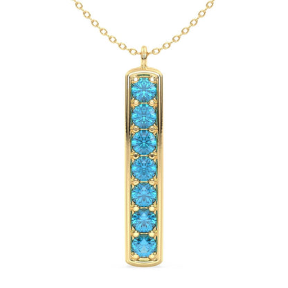 Swiss Blue Topaz Vertical Single Bar Pendant-Yellow