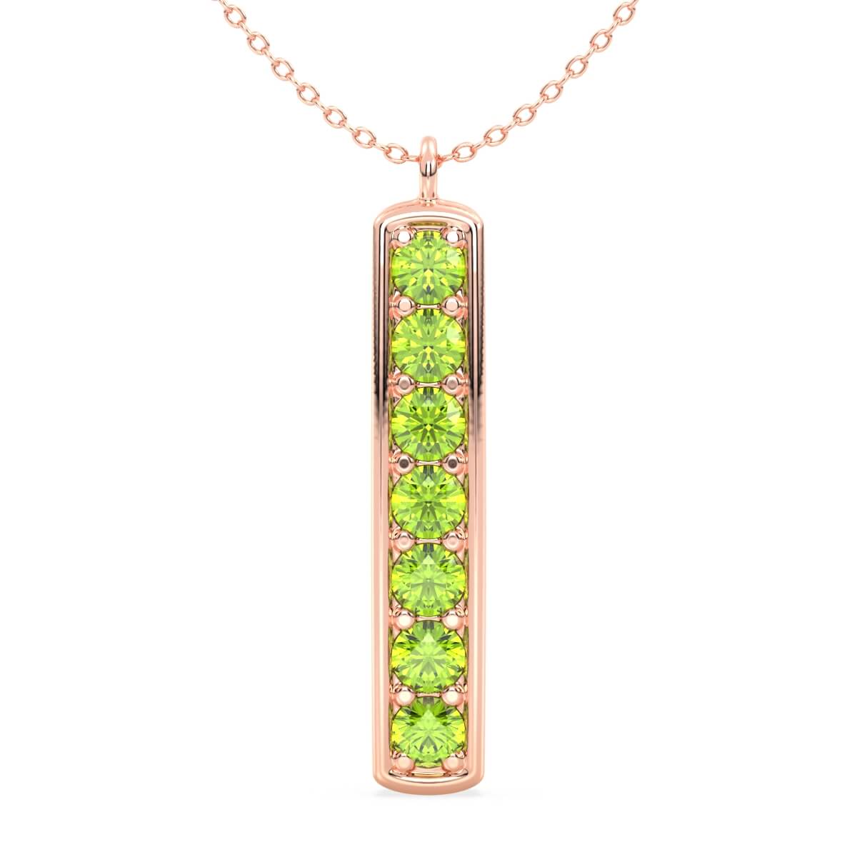 Peridot Vertical Single Bar Pendant-Rose