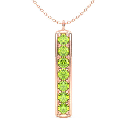 Peridot Vertical Single Bar Pendant-Rose