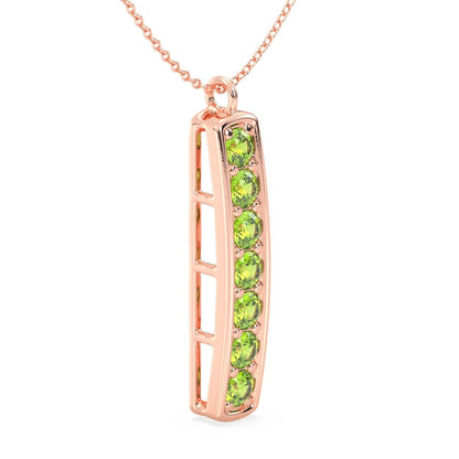 Peridot Vertical Single Bar Pendant-Rose