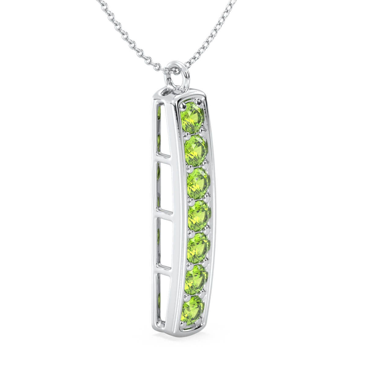 Peridot Vertical Single Bar Pendant-White