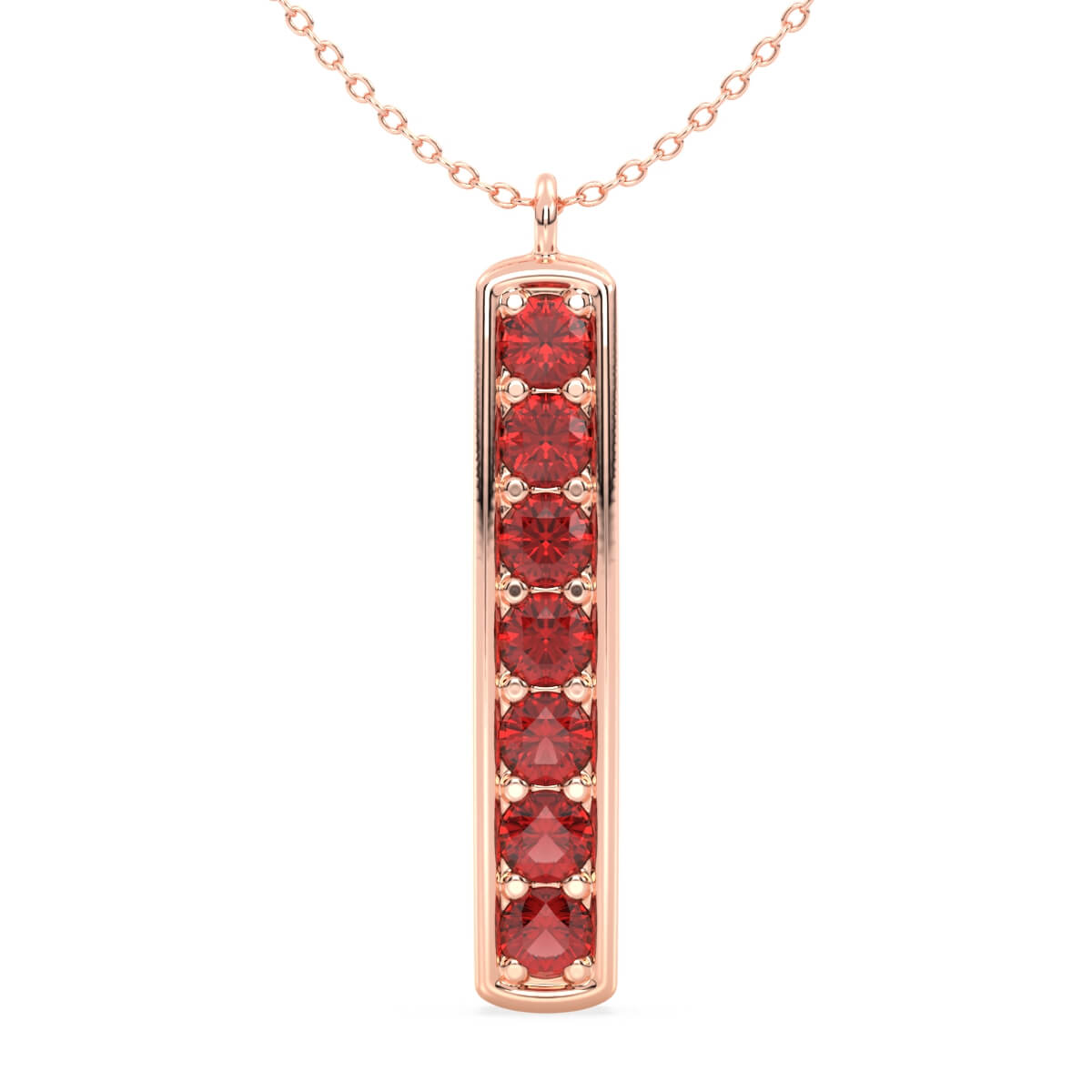 Red Garnet Vertical Single Bar Pendant-Rose