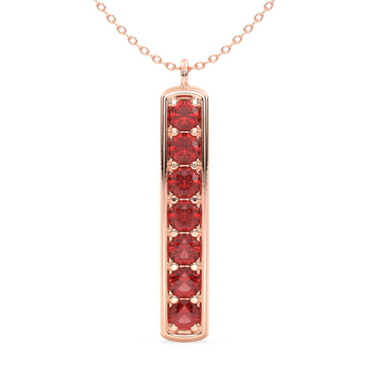 Red Garnet Vertical Single Bar Pendant-Rose