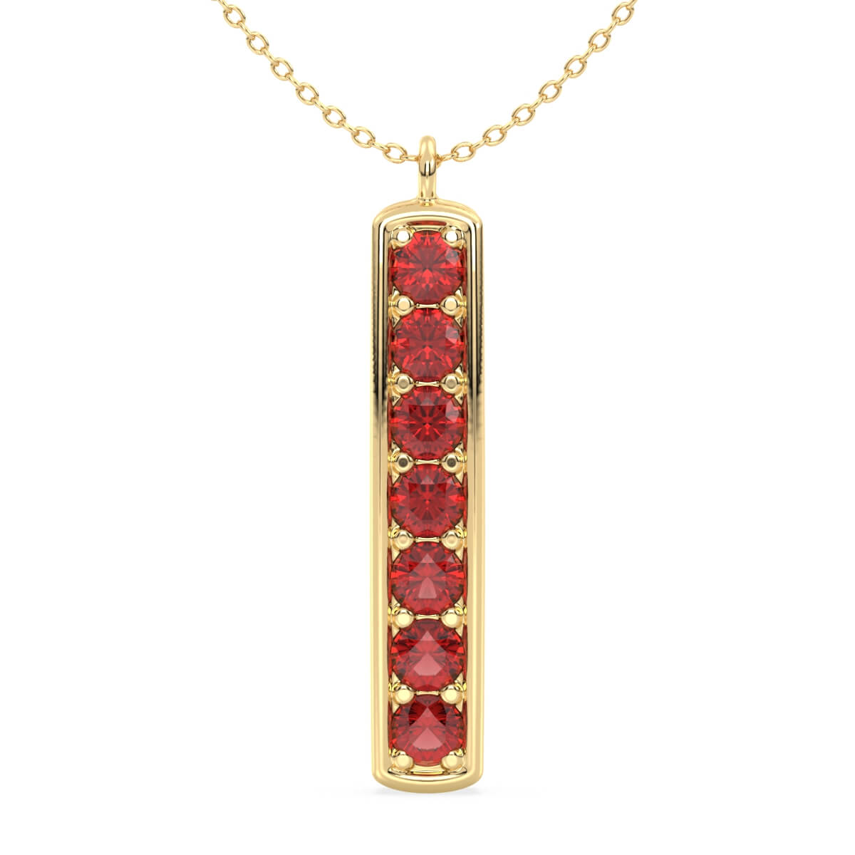 Red Garnet Vertical Single Bar Pendant-Yellow