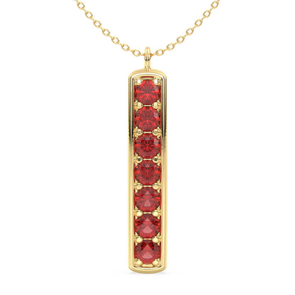 Red Garnet Vertical Single Bar Pendant-Yellow