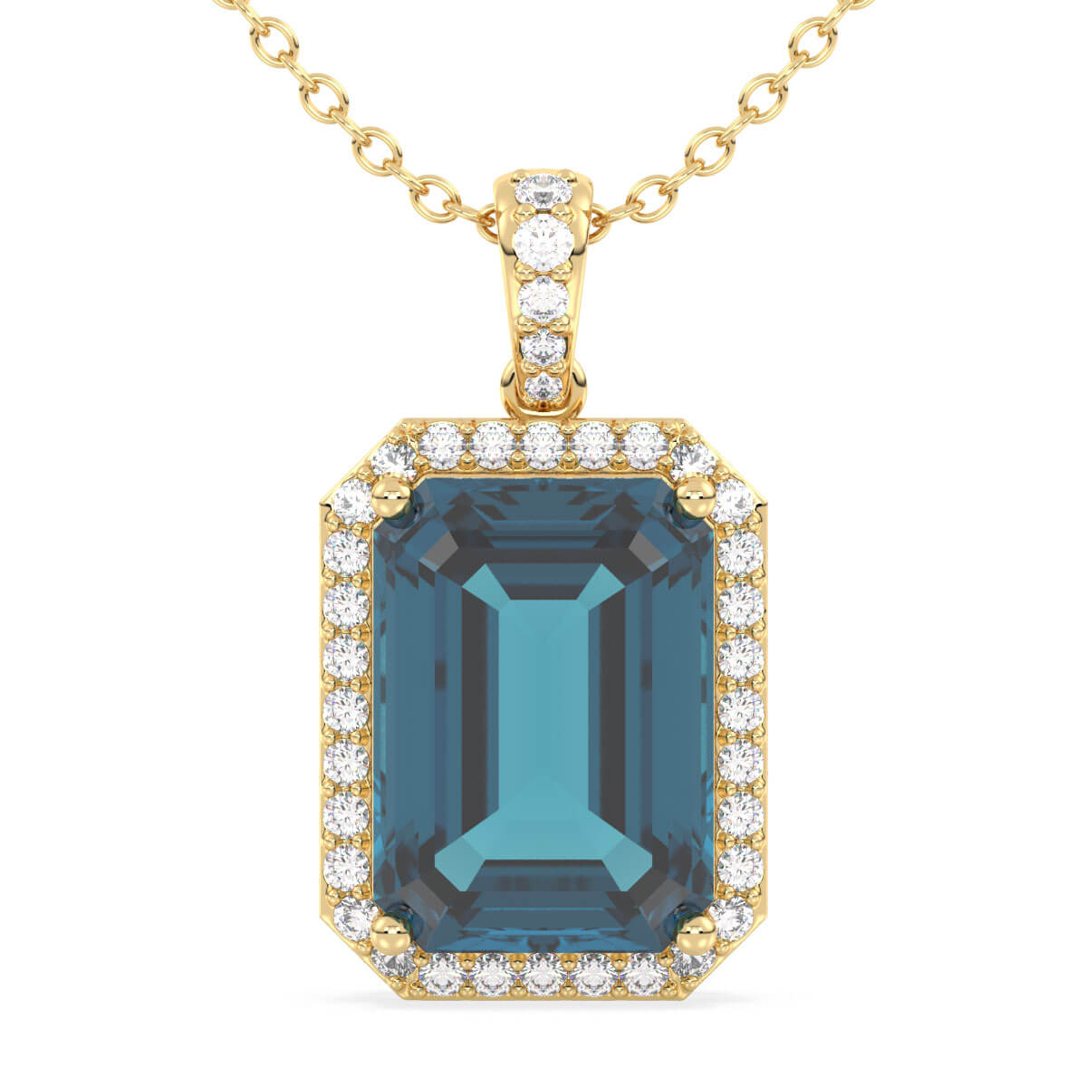 Octagonal London Blue Topaz Pendant - Yellow