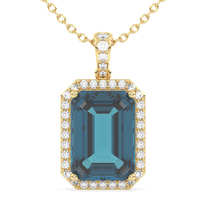 Octagonal London Blue Topaz Pendant - Yellow