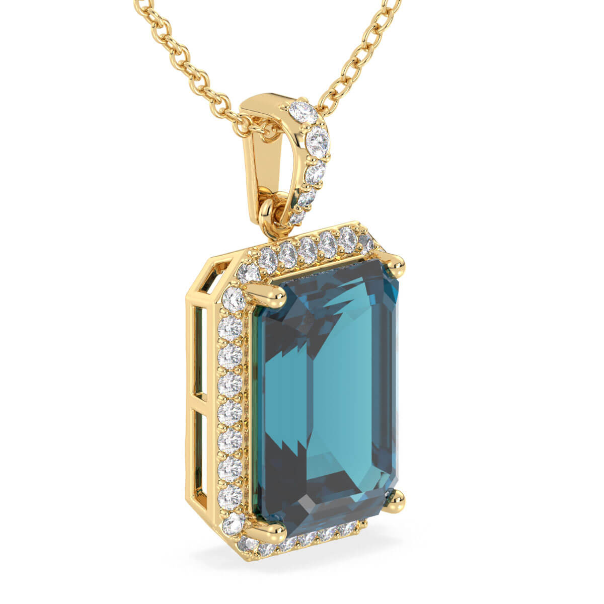 Octagonal London Blue Topaz Pendant - Yellow