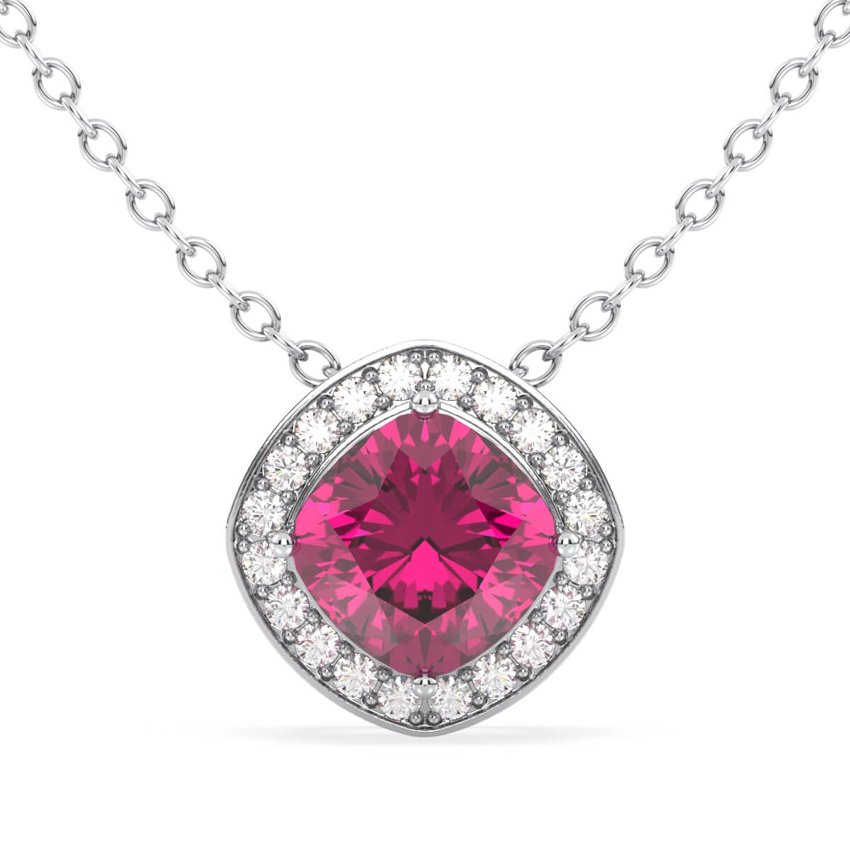 Classic Pink Topaz Pendant- White