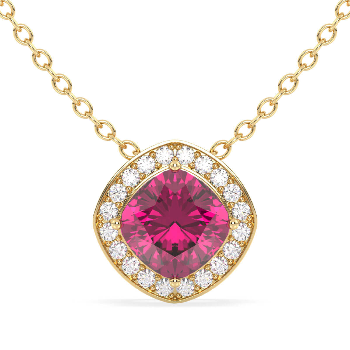 Classic Pink Topaz Pendant- Yellow