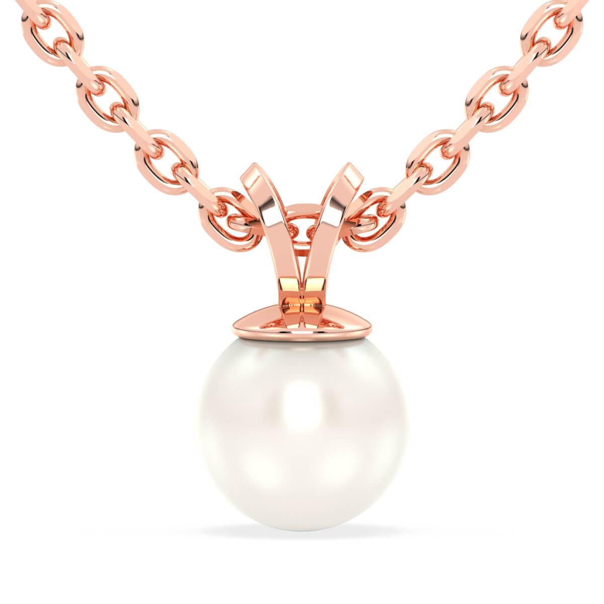 Freshwater Pearl V-Bale Pendant - Rose