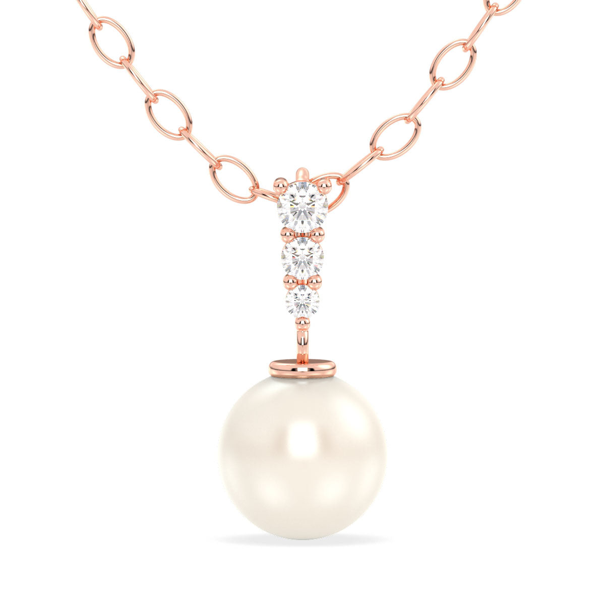 Freshwater Pearl and Moissanite Pendant - Rose