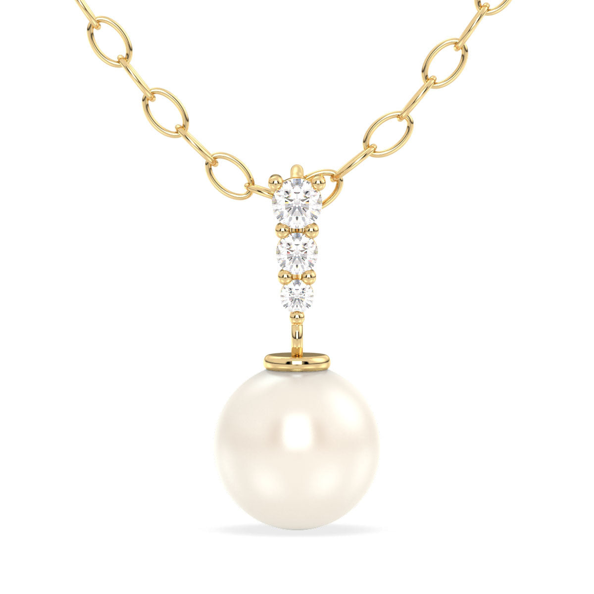 Freshwater Pearl and Moissanite Pendant - Yellow