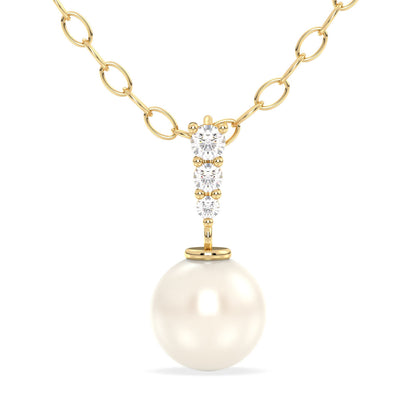 Freshwater Pearl and Moissanite Pendant - Yellow