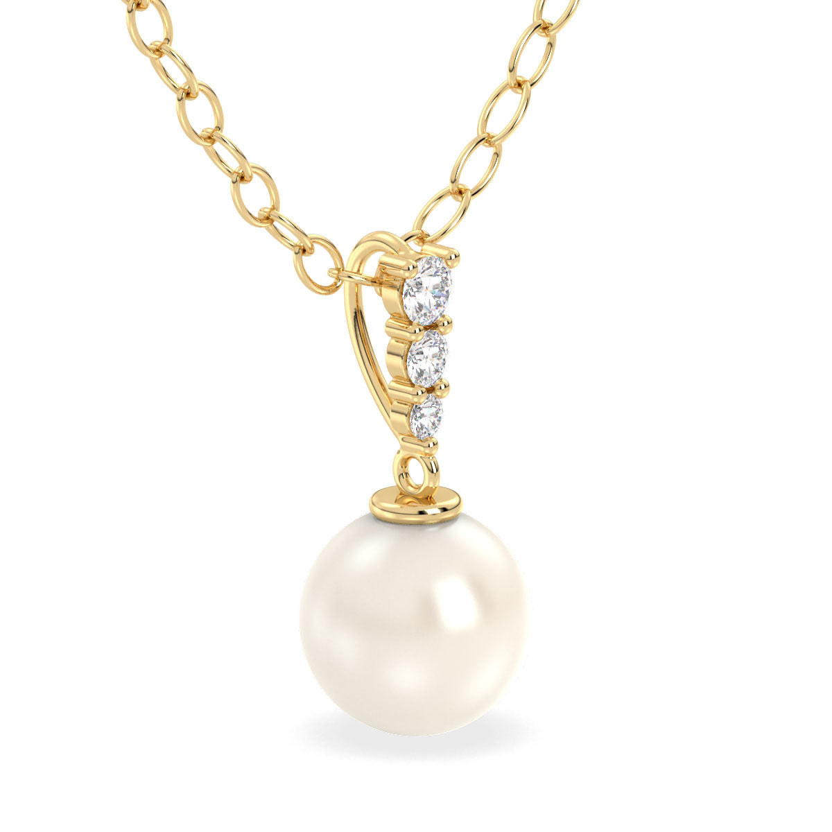 Freshwater Pearl and Moissanite Pendant - Yellow