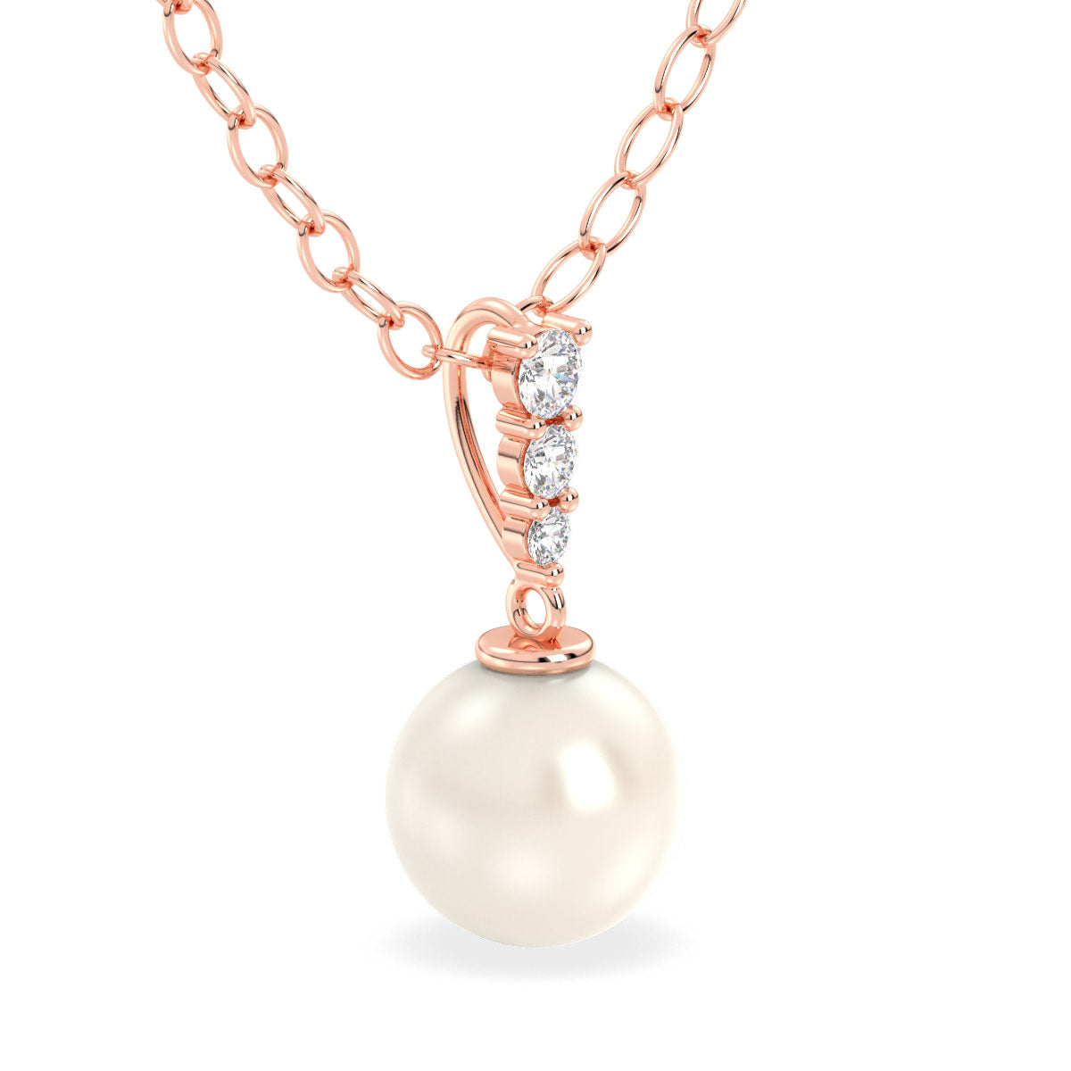 Freshwater Pearl and Moissanite Pendant - Rose