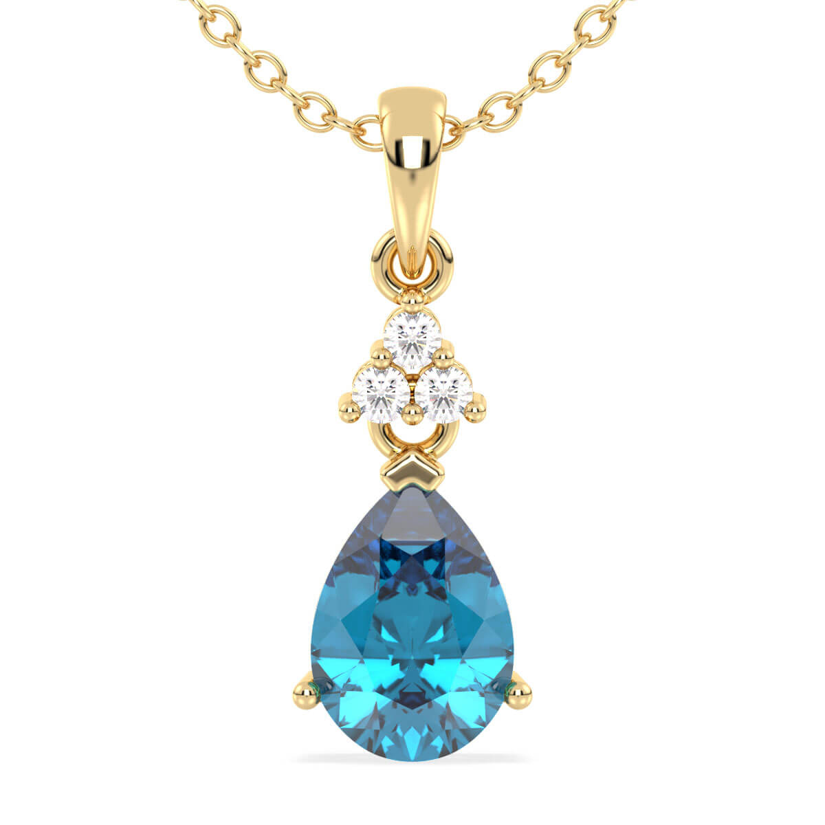 Swiss Blue Topaz Teardrop Pendant-Yellow