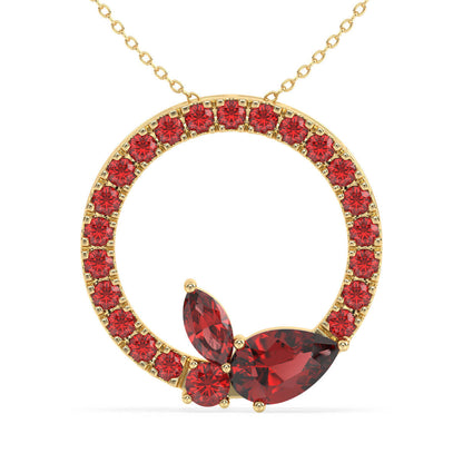 Circle Of Life Red Garnet Pendant - Yellow