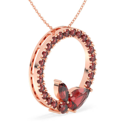 Circle Of Life Red Garnet Pendant - Rose