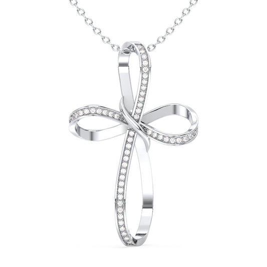 Studded Knot Moissanite Pendant - White