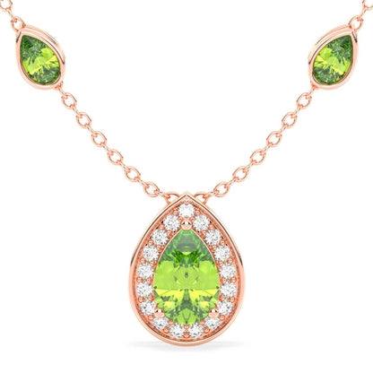 Pear Shaped Peridot Pendant- Rose